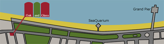 Map showing Oak and Glass, restaurant, bed and breakfast, Weston-super-Mare